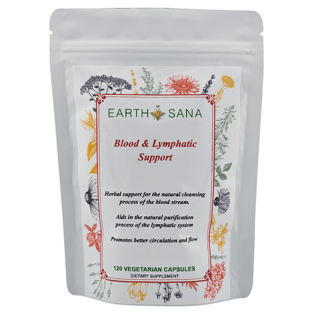 Earth Sana Blood & Lymphatic Support Capsules Herbal Blend 120 Count Earth Sana Store