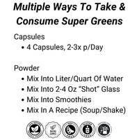 Load image into Gallery viewer, Alka Sana Super Greens 180 Capsules - Ways To Take
