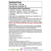 Load image into Gallery viewer, Earth Sana Blood &amp; Lymphatic Detox Tea - 28 Tea Bags - Back Label
