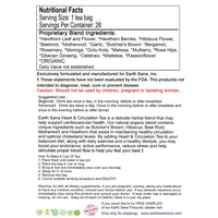Load image into Gallery viewer, Earth Sana Heart &amp; Circulation Tea - 28 Tea Bags - Label Back
