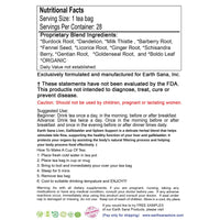 Load image into Gallery viewer, Earth Sana Liver, Gallbladder &amp; Spleen Detox Tea - 28 Tea Bags - Back Label

