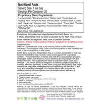 Load image into Gallery viewer, Earth Sana Lung &amp; Respiratory Tea - 28 Tea Bags - Label Back
